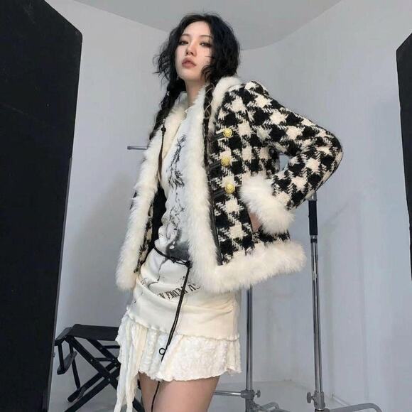 Vintage Faux Fur Jacket Indie Sleaze 90s Vamp Grunge - Picture 2 of 5